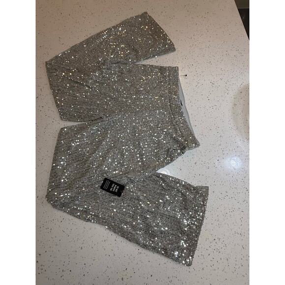 nwt EXPRESS HIGHRISE SEQUINED TROUSER DISCO WOMENS SMALL - Picture 1 of 9